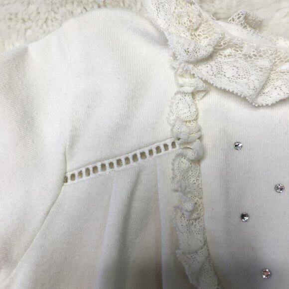 Pili Carrera Baby Girl White Lace Pajama Footsie Onesie Size 6 Months - Picture 6 of 12